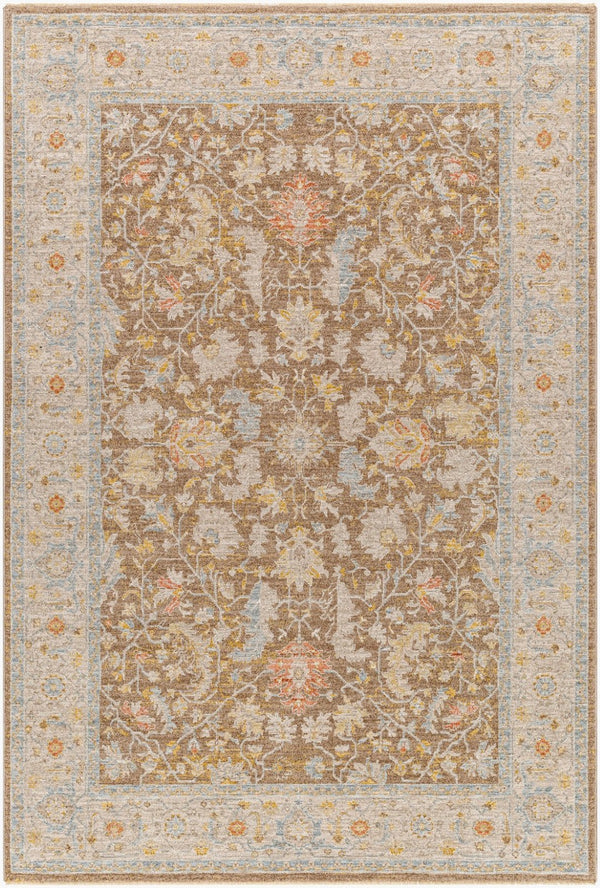 Livabliss Avant Garde Square Area Rug Turkish Woven Polyester with Fringe Traditional Living Room Dark Brown, Amb 7'10" x 7'10" AVT2372-710RD