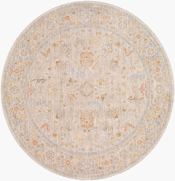 Livabliss Avant Garde Traditional Fringe Area Rug Polyester Machine Woven for Living Dining Rooms Taupe, Medium G 7'10" x 7'10" AVT2373-710RD
