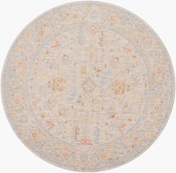 Livabliss Avant Garde Traditional Fringe Area Rug Polyester Machine Woven for Living Dining Rooms Taupe, Medium G 6'7" x 6'7" AVT2373-67RD