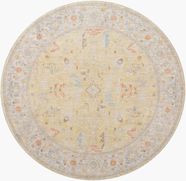 Livabliss Avant Garde Traditional Fringe Area Rug Turkey Woven Polyester for Large Living Rooms Light Olive, Ta 7'10" x 7'10" AVT2374-710RD
