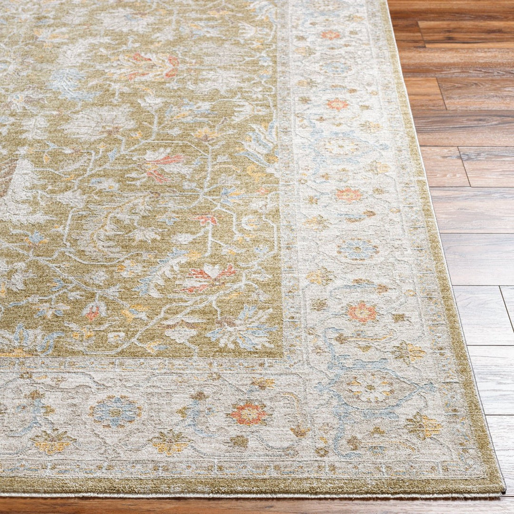 Livabliss Avant Garde Traditional Fringe Area Rug Turkey Woven Polyester for Large Living Rooms Light Olive, Ta 7'10" x 7'10" AVT2374-710RD