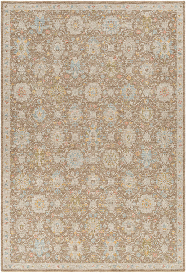 Avant Garde AVT-2376 7'10" x 7'10" Machine Woven Rug AVT2376-710RD  Dark Brown, Taupe, Medium Gray, Light Olive Surya
