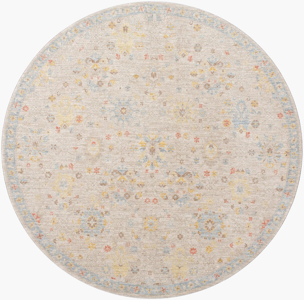 Livabliss Avant Garde Traditional Polyester Area Rug with Fringe Border for Large Living Rooms Taupe, Medium G 7'10" x 7'10" AVT2377-710RD