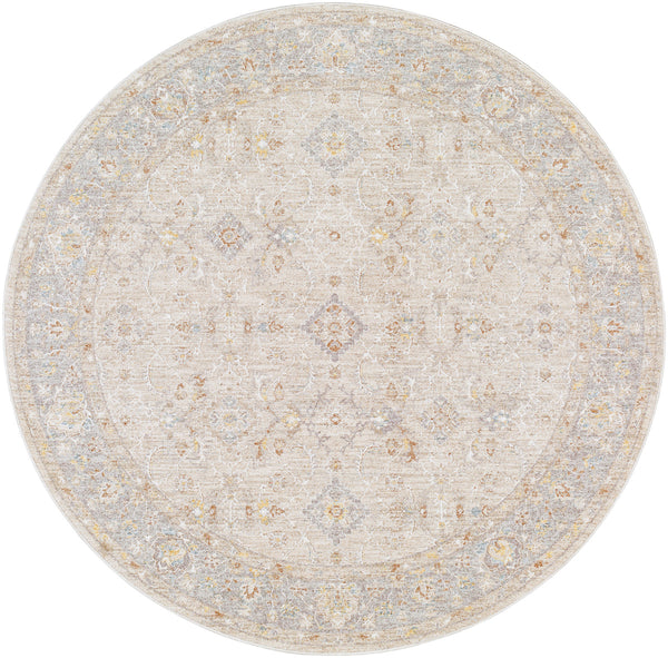 Avant Garde AVT-2381 7'10" x 7'10" Machine Woven Rug AVT2381-710RD  Light Slate, Charcoal, Cream, Light Brown, Dark Blue, Olive Surya