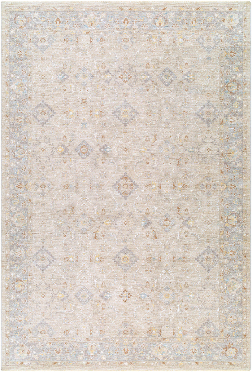 Avant Garde AVT-2381 7'10" x 10'2" Machine Woven Rug AVT2381-710103  Light Slate, Charcoal, Cream, Light Brown, Dark Blue, Olive Surya