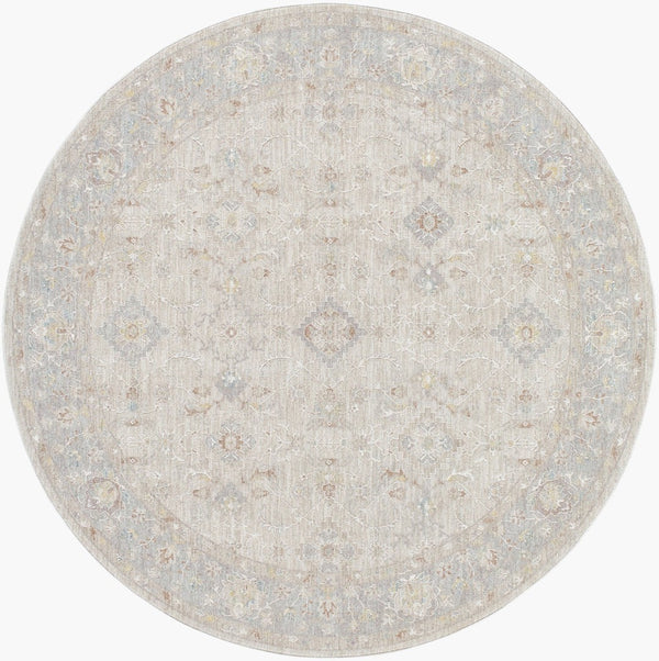 Livabliss Avant Garde Polyester Square Area Rug with Fringe Trim for Living and Dining Rooms Light Slate, Ch 6'7" x 6'7" AVT2381-67RD