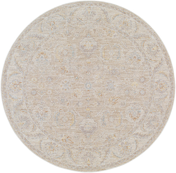Avant Garde AVT-2382 7'10" x 7'10" Machine Woven Rug AVT2382-710RD  Charcoal, Light Slate, Cream, Light Brown, Dark Blue, Olive Surya