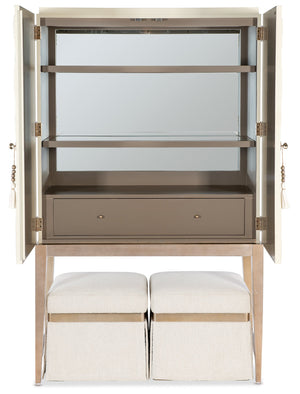 Hooker Furniture Melange Sculptural Bar Cabinet with Led Lighting Mirrored Back and Tapered Legs 628-50733-05