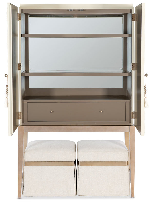 Hooker Furniture Melange Sculptural Bar Cabinet with Led Lighting Mirrored Back and Tapered Legs 628-50733-05