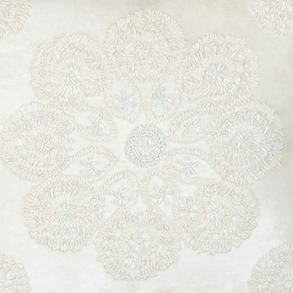 Pasargad Home Naples Luxury Embroidered Pillow – Enhance Your Space With Glamorous Style Ivory Cotton & Bamboo Silk Pcc-6923
