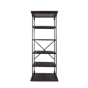 English Elm Christopher Knight Home® - Metal Pipe bookshelf with firwood shelves and X-frame iron support for industrial durable display decor Black 63818.00DWAL