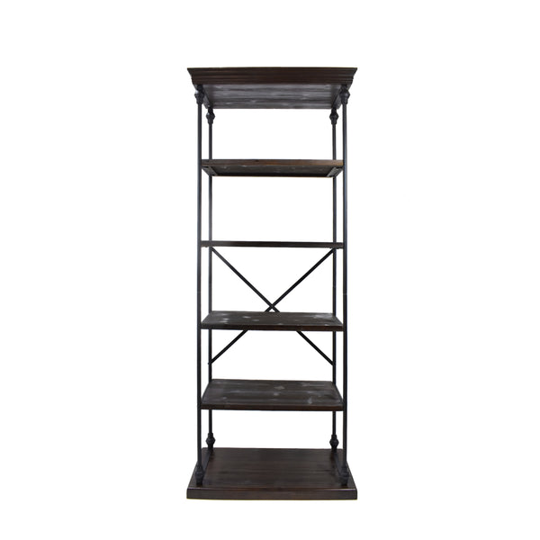 English Elm Christopher Knight Home® - Metal Pipe bookshelf with firwood shelves and X-frame iron support for industrial durable display decor Black 63818.00DWAL