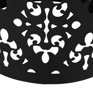 English Elm Outdoor Iron Accent Table Laser Cut Floral Cylinder Design for Patio or Balcony Black 73605.00BLK