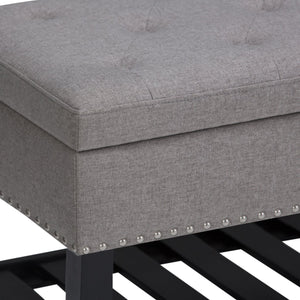 English Elm Lomond Storage Ottoman Bench In Dove Grey - Stylish Seating With Hidden Storage & Open Slat Shelf B136P159127