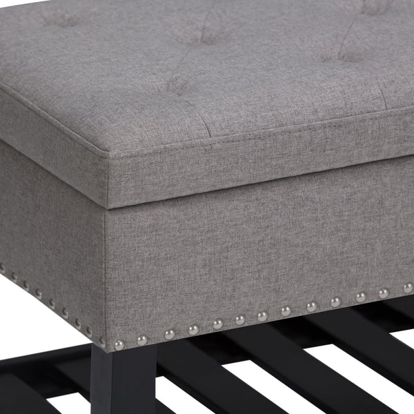 English Elm Lomond Storage Ottoman Bench In Dove Grey - Stylish Seating With Hidden Storage & Open Slat Shelf B136P159127