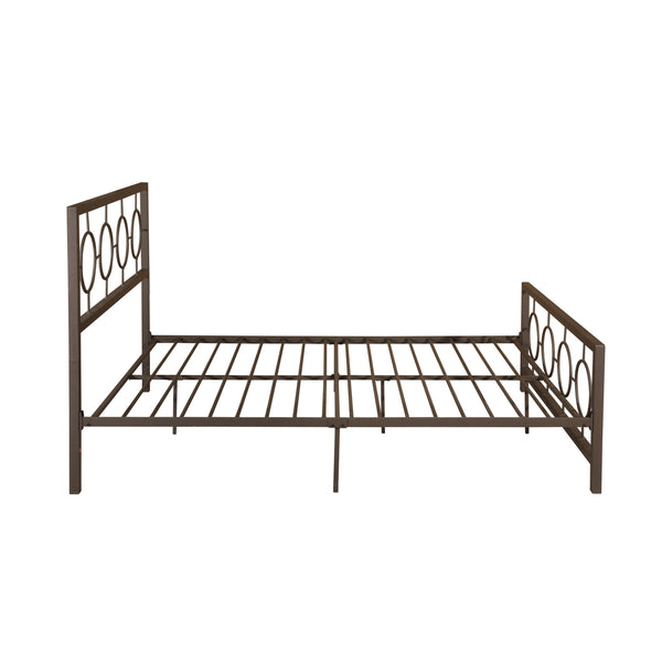 English Elm Christopher Knight Home® - QUEEN Copper Iron Metal Bed Frame – Low Profile Platform with Geometric Circular Design & Slats Support 63288.00HMCOP-Q