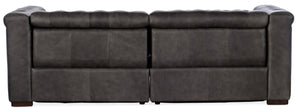 Hooker Furniture Savion Luxurious 2-Over-2 Power Reclining Sofa With Adjustable Headrests And Waxed Aniline Leather Finish Grey SS434-1.5RL-P-PH-096