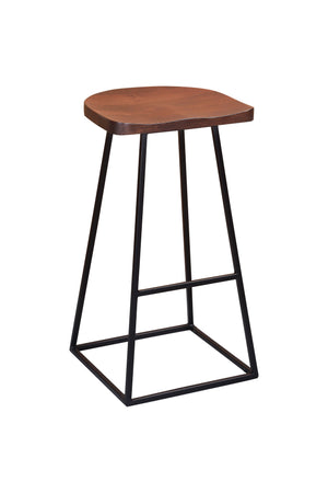 Porter Designs Clement Solid Acacia Wood Bar Stool With Sleek Design And Comfortable Scooped Seat Brown Wood 07-196-11-2099