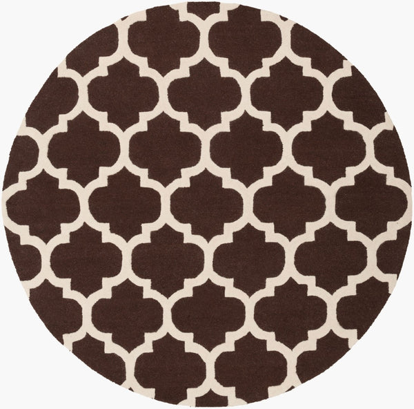 Surya Pollack 8' X 8' Handmade Wool Rug - Rustic Charm, Cozy Vibes, Durable Medium Pile, Spot Clean Only Black Wool Awah2029-8rd