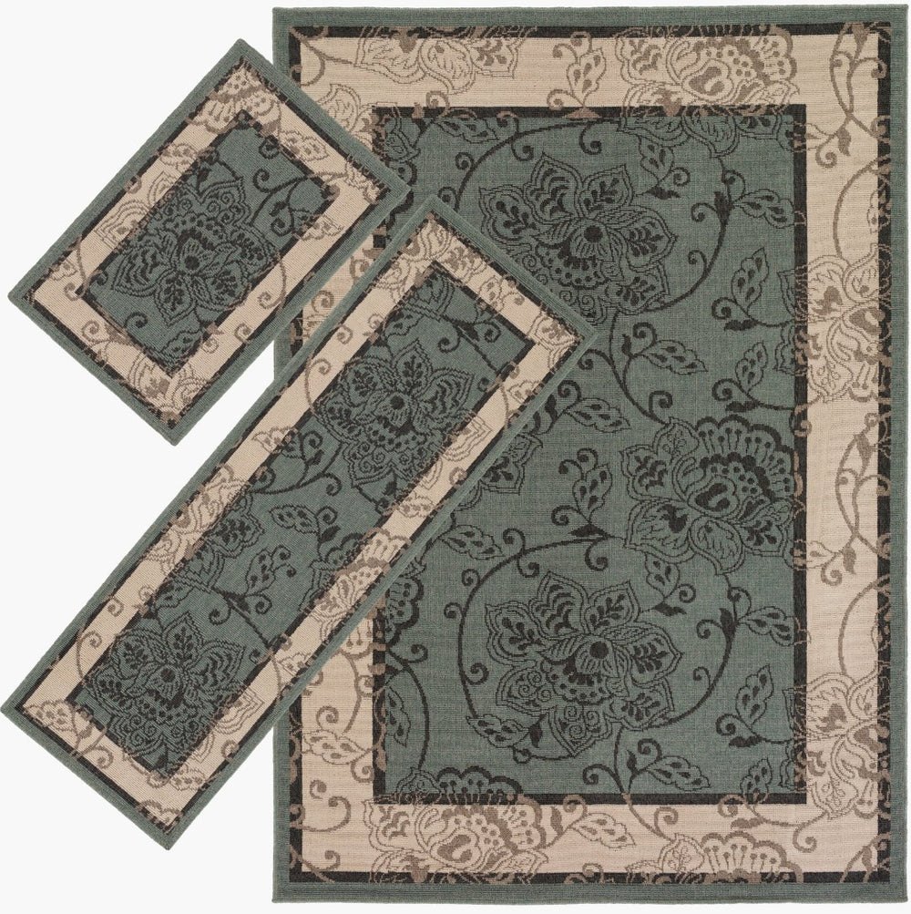 Livabliss Awalf Machine Woven Flatweave Area Rug Natural Bohemian Style for Living Room AWALF9594-3PC