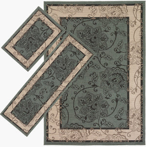 Livabliss Awalf Machine Woven Flatweave Area Rug Natural Bohemian Style for Living Room AWALF9594-3PC