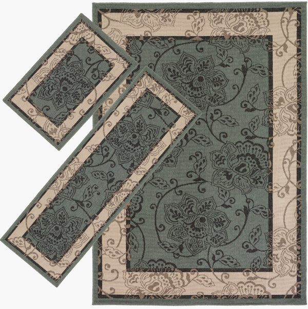 Livabliss Awalf Machine Woven Flatweave Area Rug Natural Bohemian Style for Living Room AWALF9594-3PC