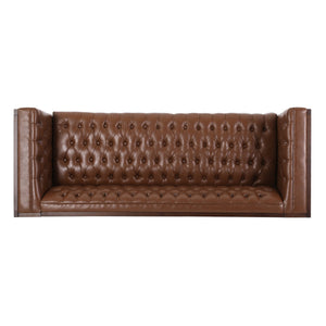 English Elm 3 Seater Mid-century Modern Sofa with Button Tufted Diamond Stitching and Rubberwood Frame 72144.00ACOGN_72144.00BCOGN