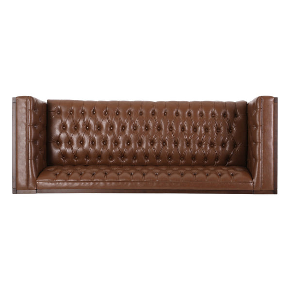 English Elm 3 Seater Mid-century Modern Sofa with Button Tufted Diamond Stitching and Rubberwood Frame 72144.00ACOGN_72144.00BCOGN