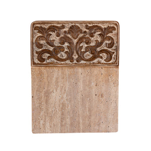 Acanthus Carved Wood and Marble Cutting Board, Natural, Large EAW40611 Park Hill
