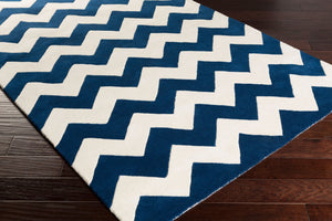 Surya Transit Awat-2036 8' X 8' Hand-tufted Wool Rug - Modern Decor With Medium Pile, Spot Clean Only Dark Blue Wool Awat2040-8rd