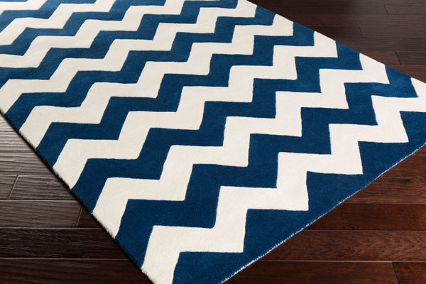 Surya Transit Awat-2036 8' X 8' Hand-tufted Wool Rug - Modern Decor With Medium Pile, Spot Clean Only Dark Blue Wool Awat2040-8rd