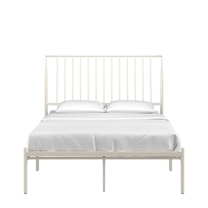 Homelegance By Top-Line Dante Metal Platform Bed with Curved Metal Headboard White Metal