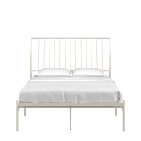 Homelegance By Top-Line Dante Metal Platform Bed with Curved Metal Headboard White Metal