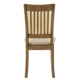 Homelegance By Top-Line Delroy Cane Accent Slat Back Dining Chairs (Set of 2) Oak Rubberwood