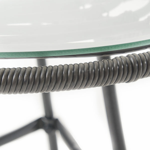 English Elm Christopher Knight Home® - Great Great Deal Furniture Alberta 2-Seater Outdoor Wicker Chat Set with Tempered Glass Side Table, Gray Cozy Boho Style 65489.00GRY-2_65038.00GRY