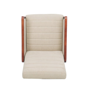 English Elm Christopher Knight Home® - Mid Century Modern Sand Fabric Recliner with Channel Stitch & Birch Wood Frame, Pushback Comfort 70451.00FSND