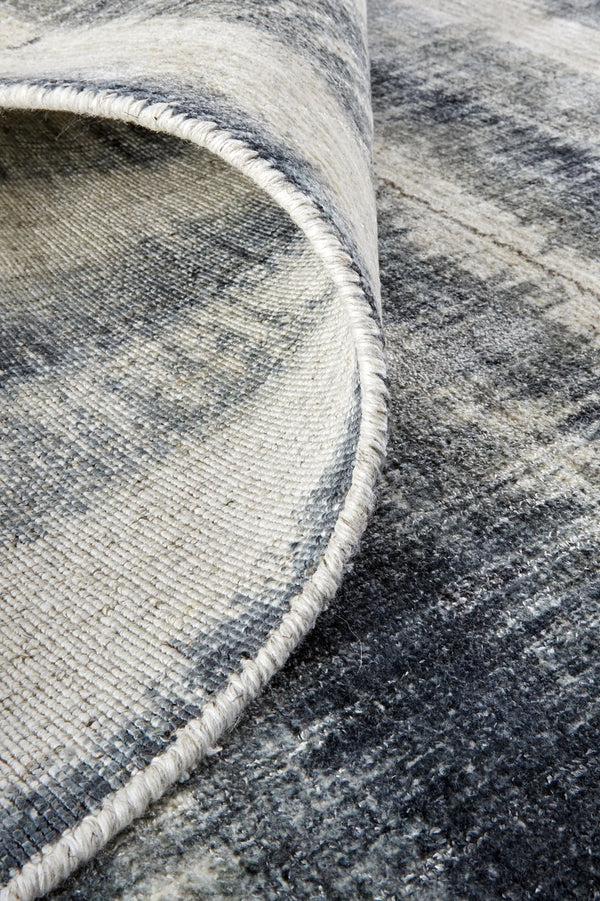 Feizy Rugs Mackay Hand Woven Viscose And Wool Low Pile Striped Rug For Luxurious Modern Home Decor Ivory,Blue Viscose,Wool Mky8824fnvy000e10