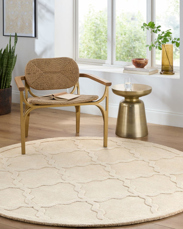 Livabliss Central Park Handloomed Wool Area Rug High Low Pile Texture for Living Room Beige 6' x 9' AWHP4021-69