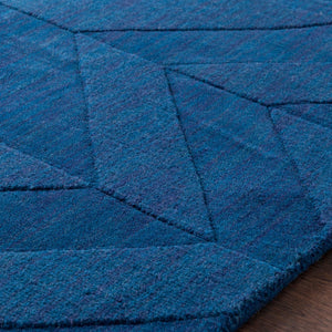 Surya Central Park Awhp-4000 Handmade 2'3" X 12' Wool Rug - Modern Decor With Timeless Elegance & Quality Dark Blue Wool Awhp4024-238