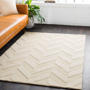 Livabliss Central Park Hand Loomed Wool Accent Rug Minimalist Style for Entryways and Small Spaces Beige 3' x 5' AWHP4028-35