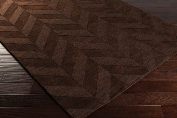 Surya Central Park Awhp-4000 Handmade 2'3" X 12' Wool Rug - Modern Decor With Timeless Elegance & Quality Dark Brown Wool Awhp4030-6rd