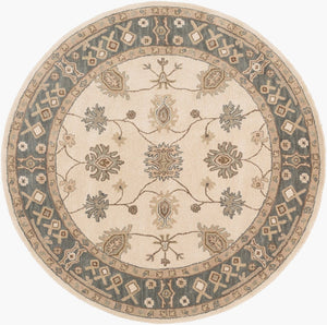 Livabliss Middleton Hand Tufted Wool Area Rug Traditional Motifs for Entryway or Accent Spaces Light Beige, Ch 3'6" x 3'6" AWHR2050-36RD