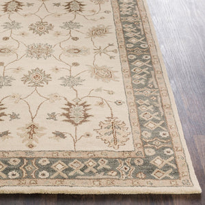 Livabliss Middleton Hand Tufted Wool Area Rug Traditional Motifs for Entryway or Accent Spaces Light Beige, Ch 3'6" x 3'6" AWHR2050-36RD