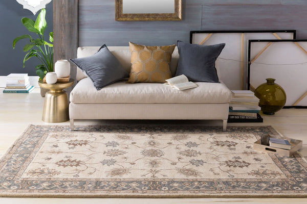 Livabliss Middleton Hand Tufted Wool Area Rug Traditional Motifs for Entryway or Accent Spaces Light Beige, Ch 3'6" x 3'6" AWHR2050-36RD