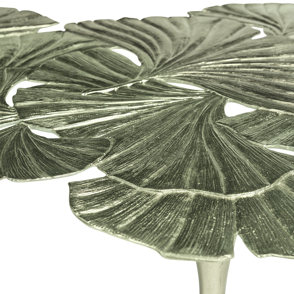 Bernhardt Bernhardt Annabella Ginkgo Leaf Cocktail Table — Satin Nickel Cast Aluminum, Sculptural Modern Centerpiece 379024