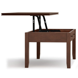 English Elm Artisan Lift Top Coffee Table - Rich Russet Brown With Hidden Storage For Living Room Elegance B136P158380
