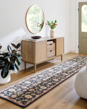 Livabliss Middleton Hand Tufted Wool Area Rug Traditional Artisan Craft for Entryway or Bedroom Ink Blue, Olive 3'6" x 3'6" AWMD1000-36RD