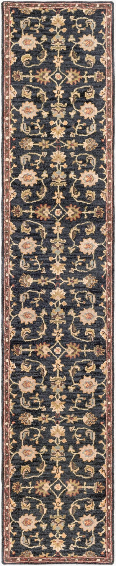 Livabliss Middleton Hand Tufted Wool Area Rug Traditional Artisan Craft for Entryway or Bedroom Ink Blue, Olive 2'3" x 12' AWMD1000-2312