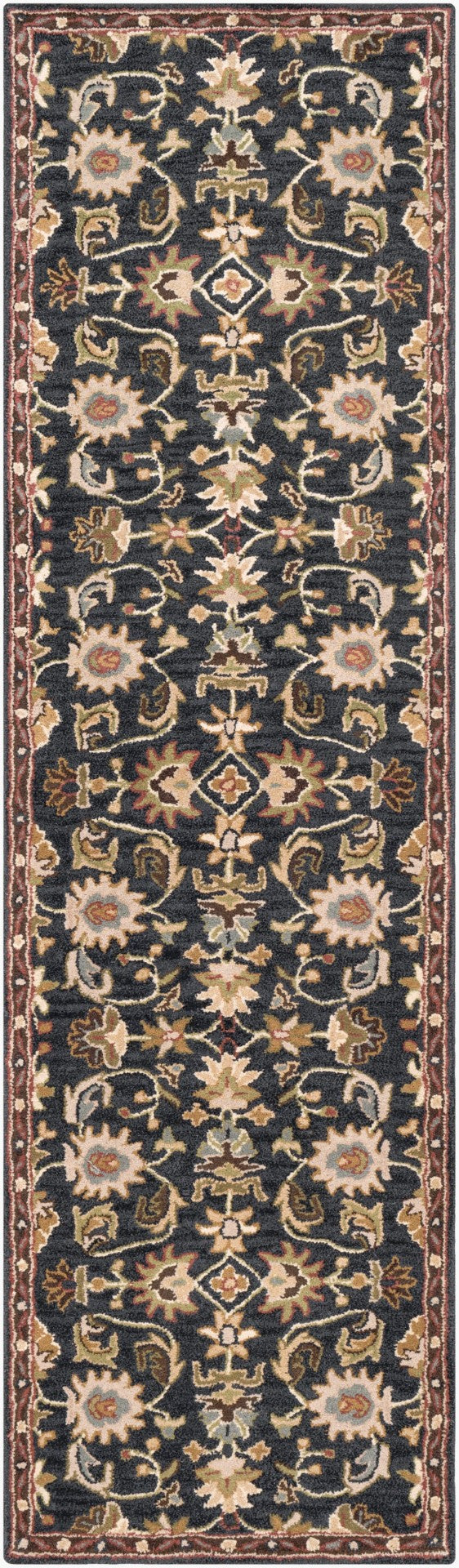 Livabliss Middleton Hand Tufted Wool Area Rug Traditional Artisan Craft for Entryway or Bedroom Ink Blue, Olive 2'3" x 8' AWMD1000-238