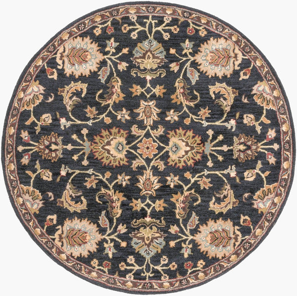Livabliss Middleton Hand Tufted Wool Area Rug Traditional Artisan Craft for Entryway or Bedroom Ink Blue, Olive 3'6" x 3'6" AWMD1000-36RD